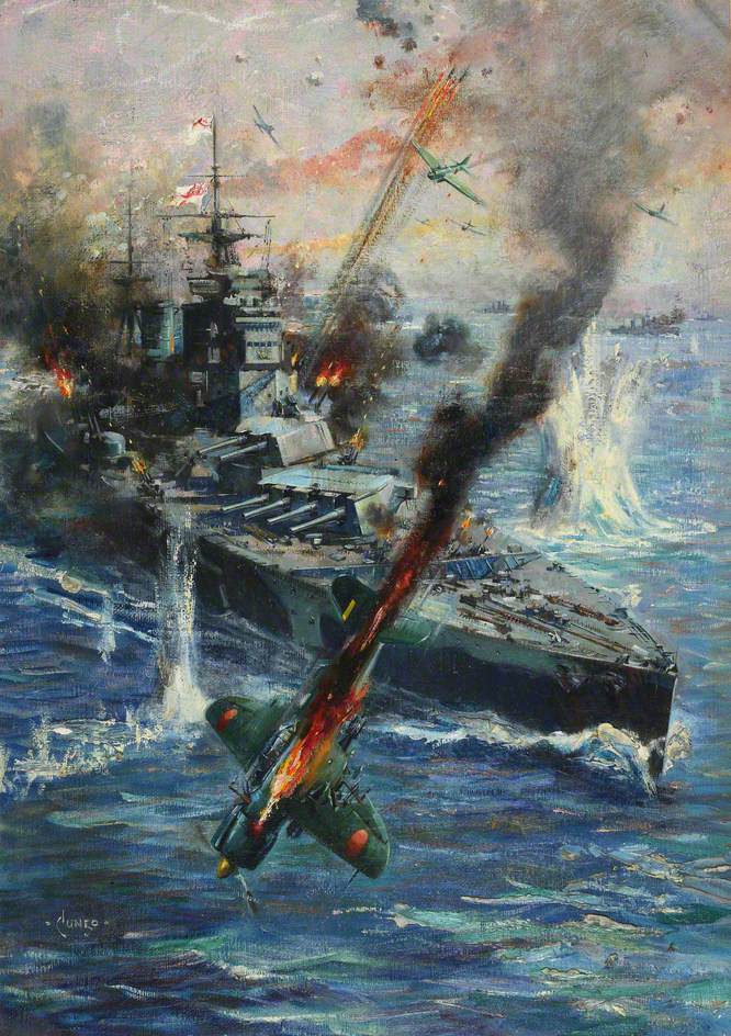 HMS 'Prince of Wales' Under Attack by Japanese Aircraft