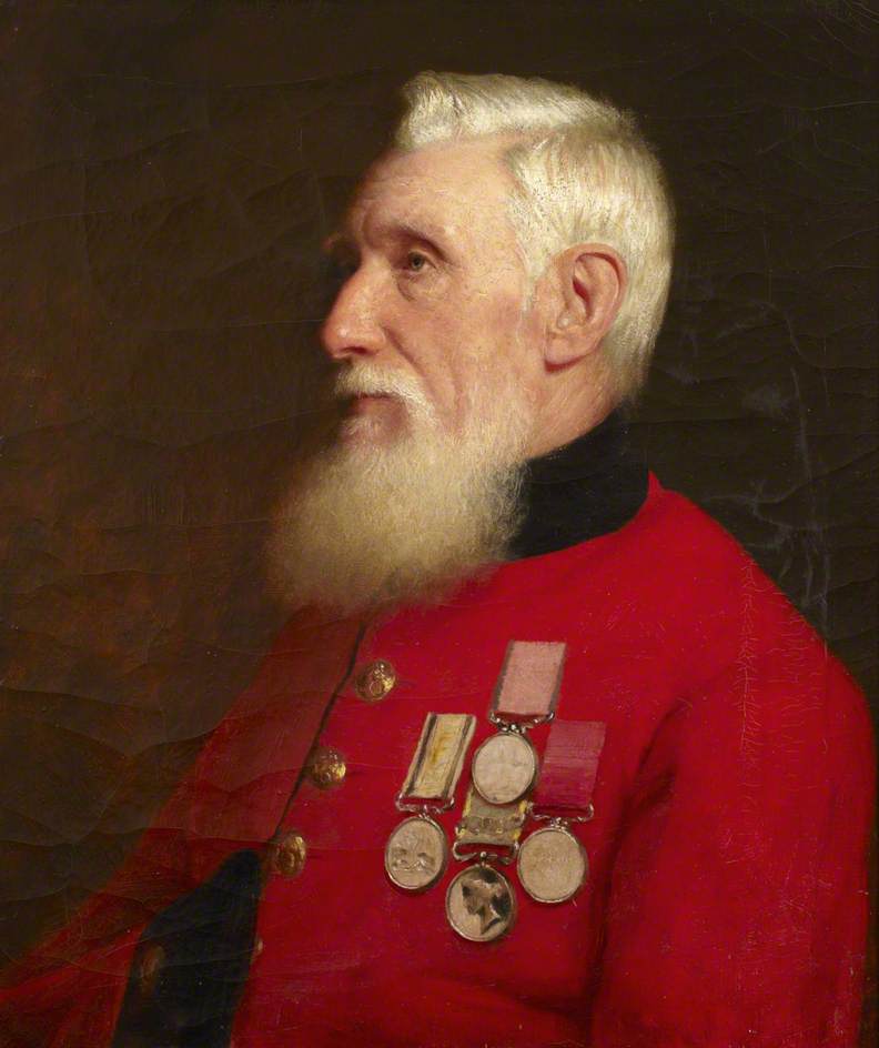 A Chelsea Pensioner Wearing a Scarlet Coat and Medals