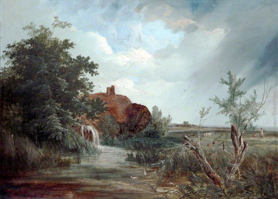 Landscape with a Cottage, a Figure and Sheep