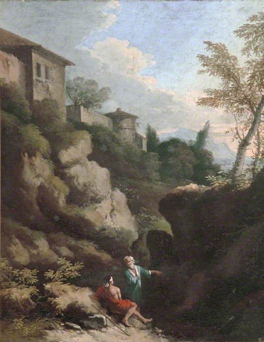 Italian Landscape with Figures in a Rocky Valley