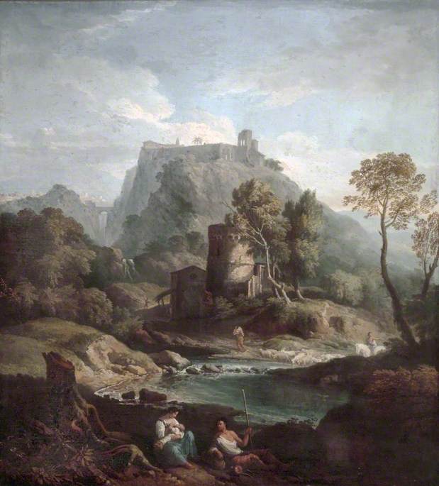 Classical Landscape with a Hill Town and a Shepherd Family