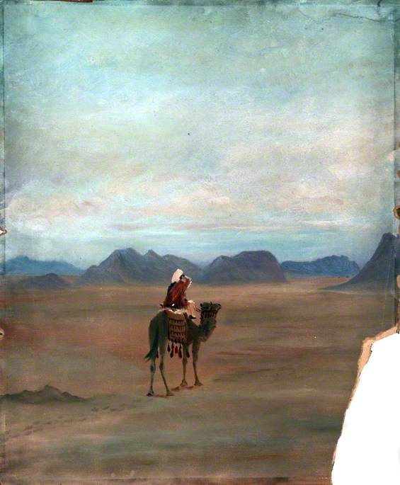 Camel Rider in Mountainous Desert