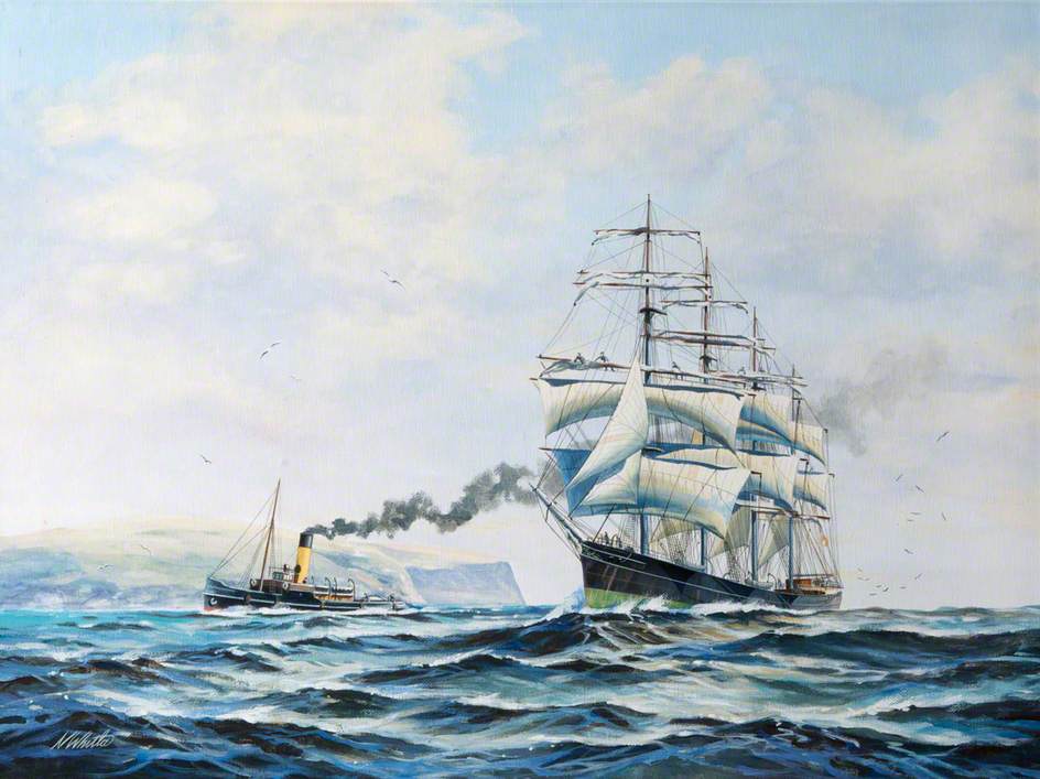 Clipper and Steamboat at Sea