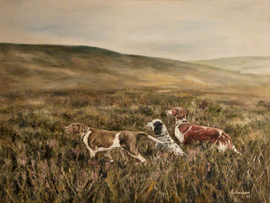 Moorland with Three Dogs