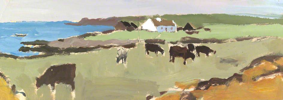 Cattle, a White Cottage and Coast