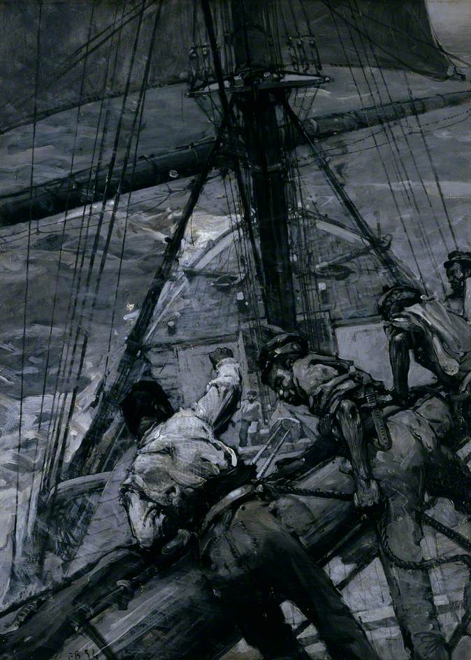 Heavy Weather in the Channel: Stowing  the Mainsail