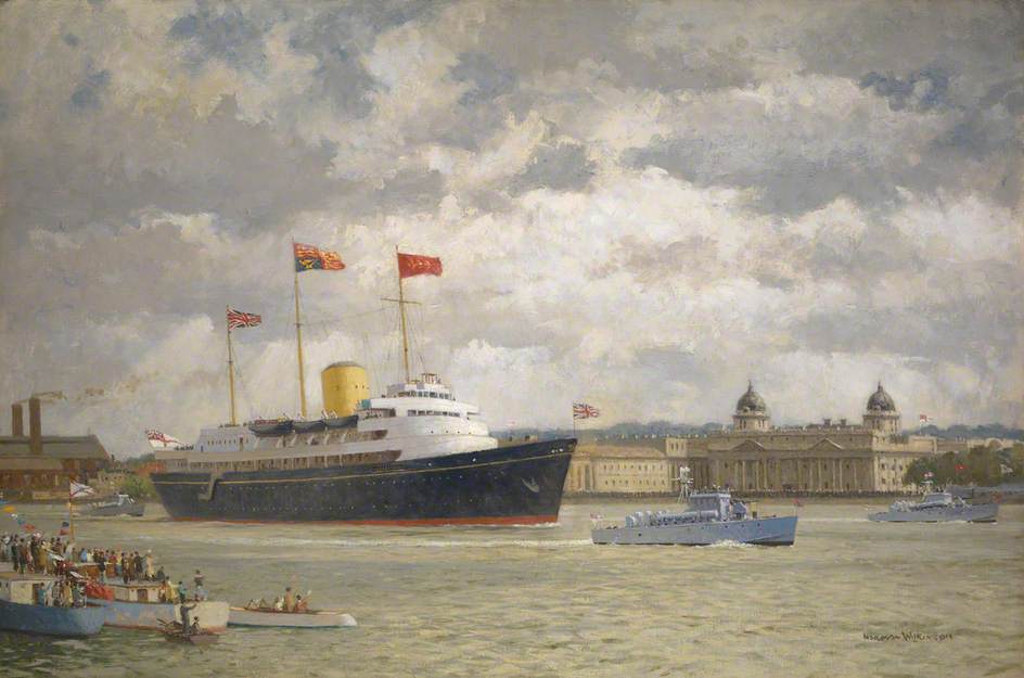HMY 'Britannia' Arriving at Greenwich, 15 May 1954