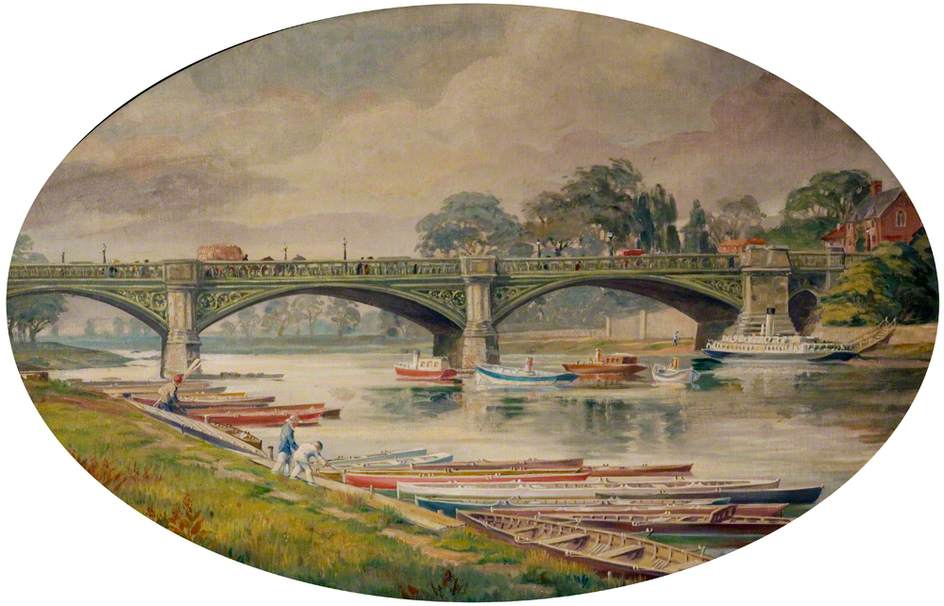 Trent Bridge Pre-Embankment, with Rowing Boats and Steam Boats