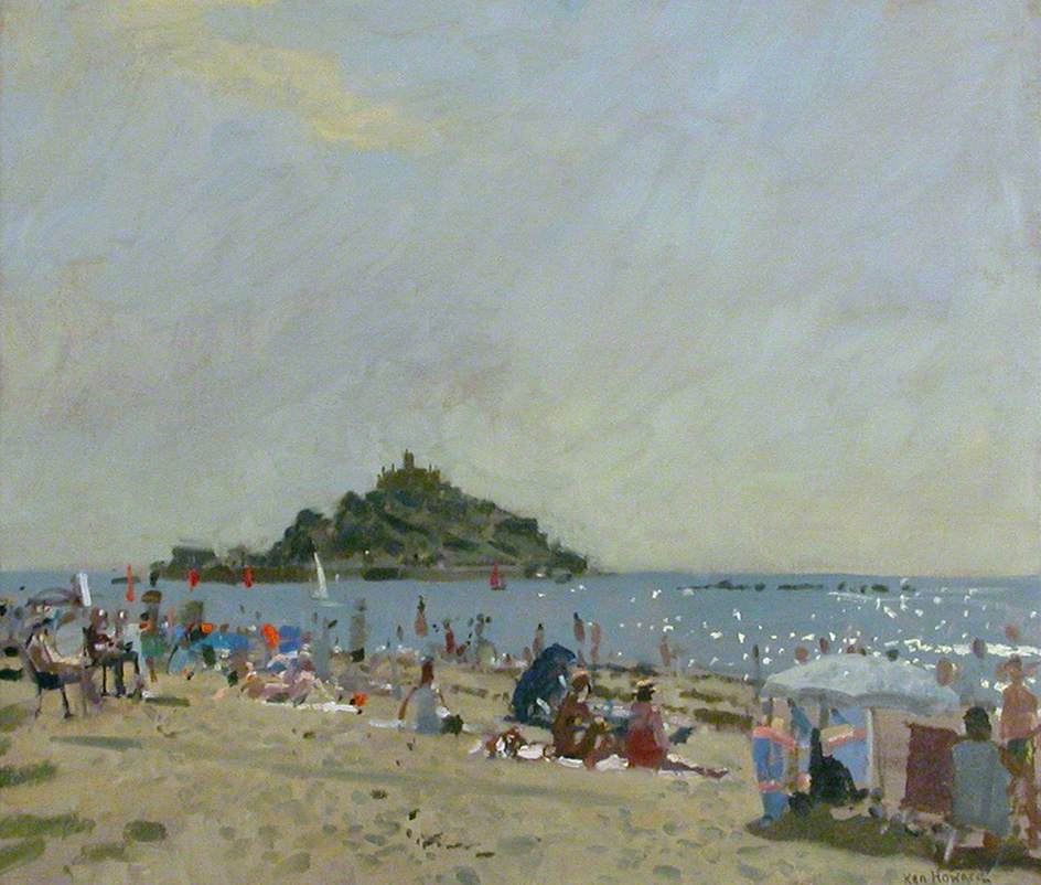 Morning, Marazion Beach Scene, with St Michael's Mount, Cornwall, in the Distance