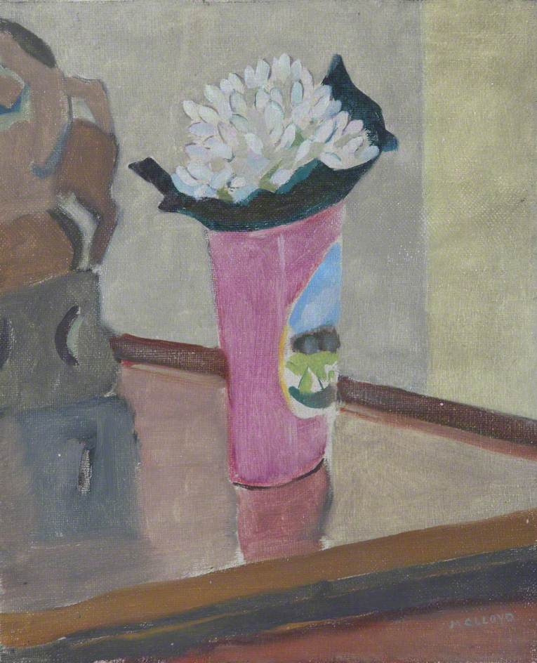 Study of a White Flower in a Pink Vase