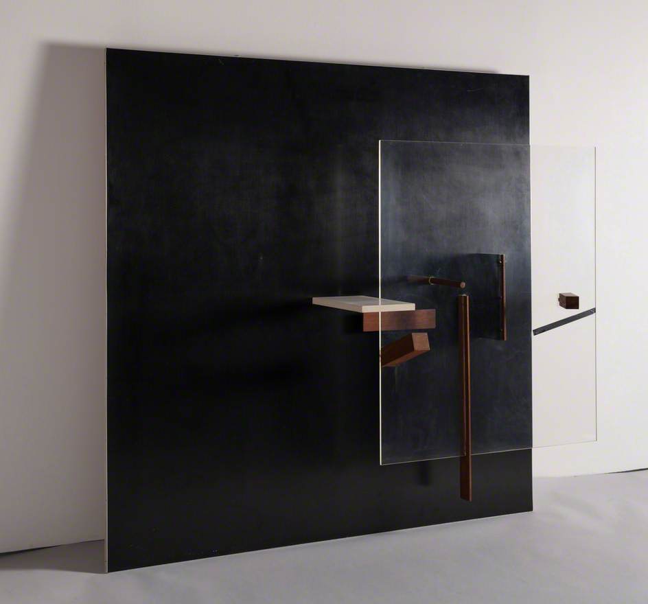 Abstract in Black, White and Mahogany, Relief Sculpture: Wood and Perspex