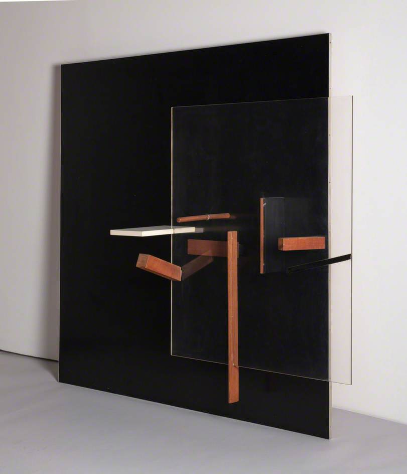 Abstract in Black, White and Mahogany, Relief Sculpture: Wood and Perspex