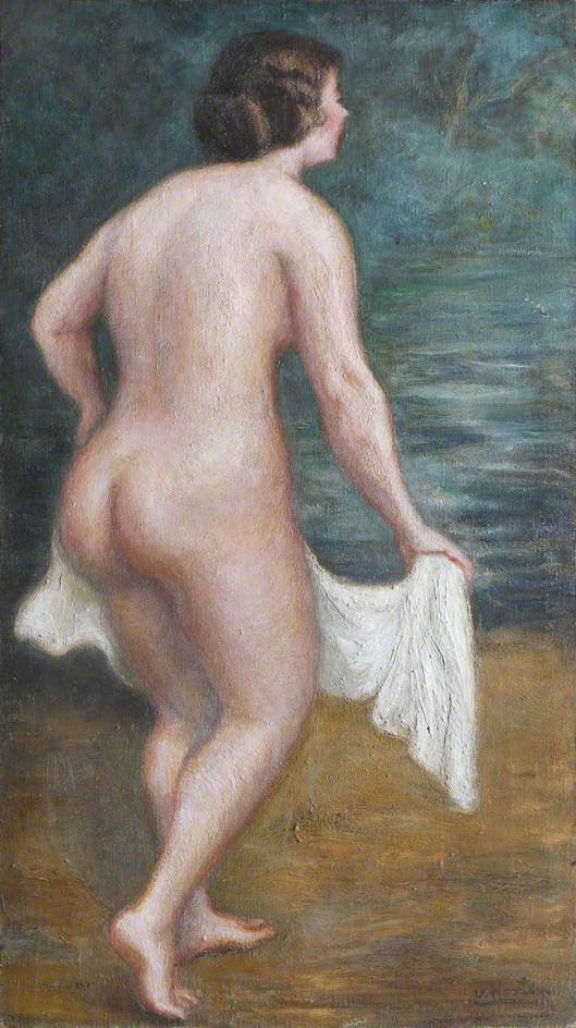 Nude on the Beach with a White Towel