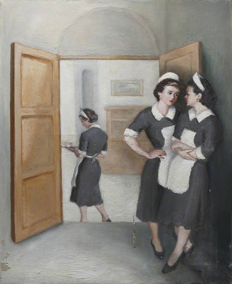 Three Chambermaids In A Doorway Art Uk