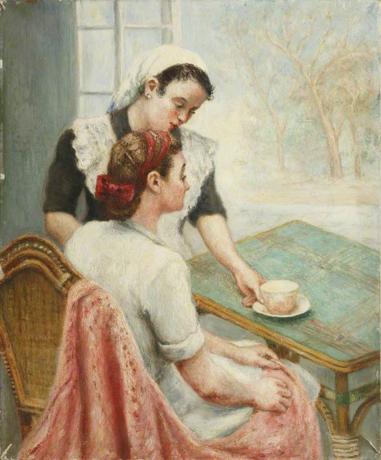 Portrait of a Lady and Maid with a Cup of Tea