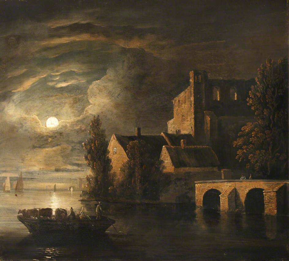 Boats on a River by Moonlight