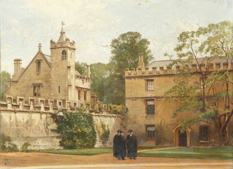 The Grammar Hall from St John's Quadrangle in 1881: President Bulley in the Lodgings Drive and Two Others