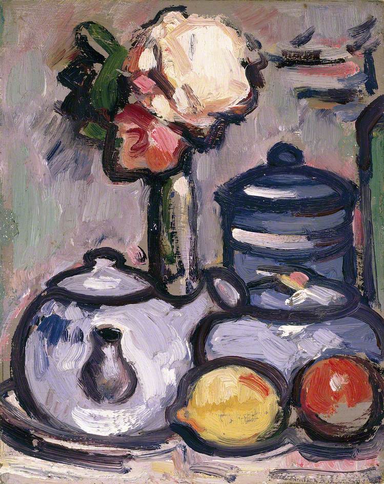 Still Life: Teapot with Flowers and Fruit
