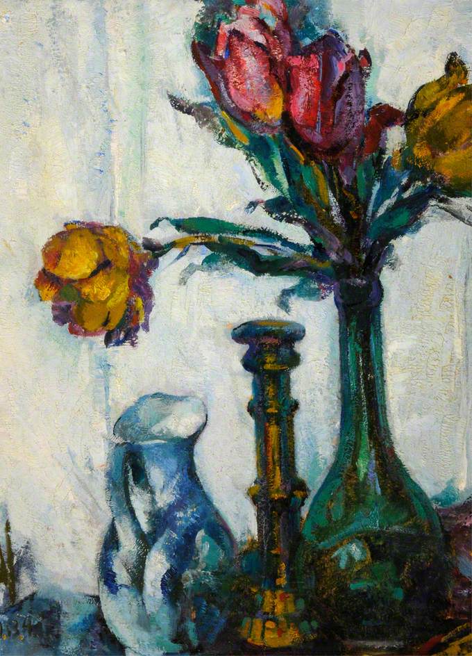 Still Life with Tulips, a Jug and a Candlestick