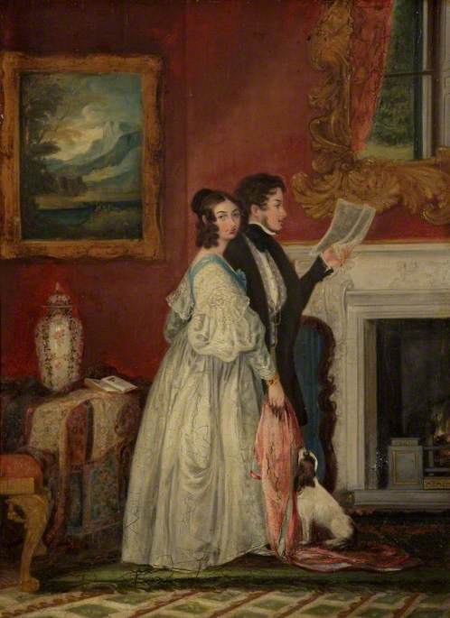 Sir Alexander Malet and Lady Malet in the Blue Drawing Room at Wilbury
