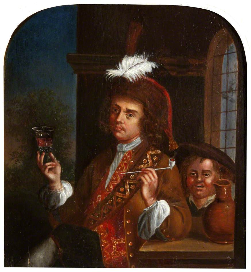 A Man Seated with a Glass and Pipe