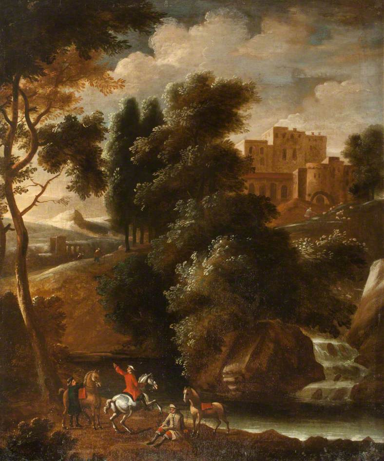 Castle Landscape, Figures on Horseback