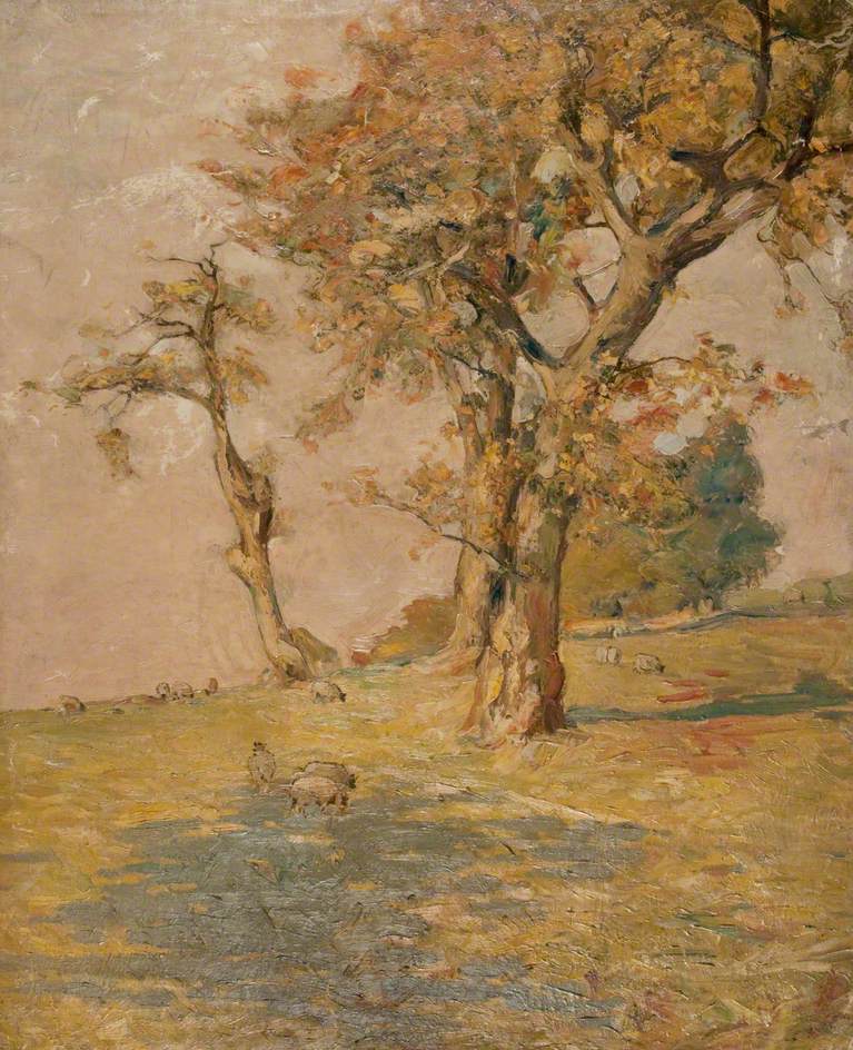 Autumn Trees with Sheep