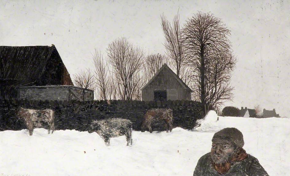 Snowscape with Cows and Figures