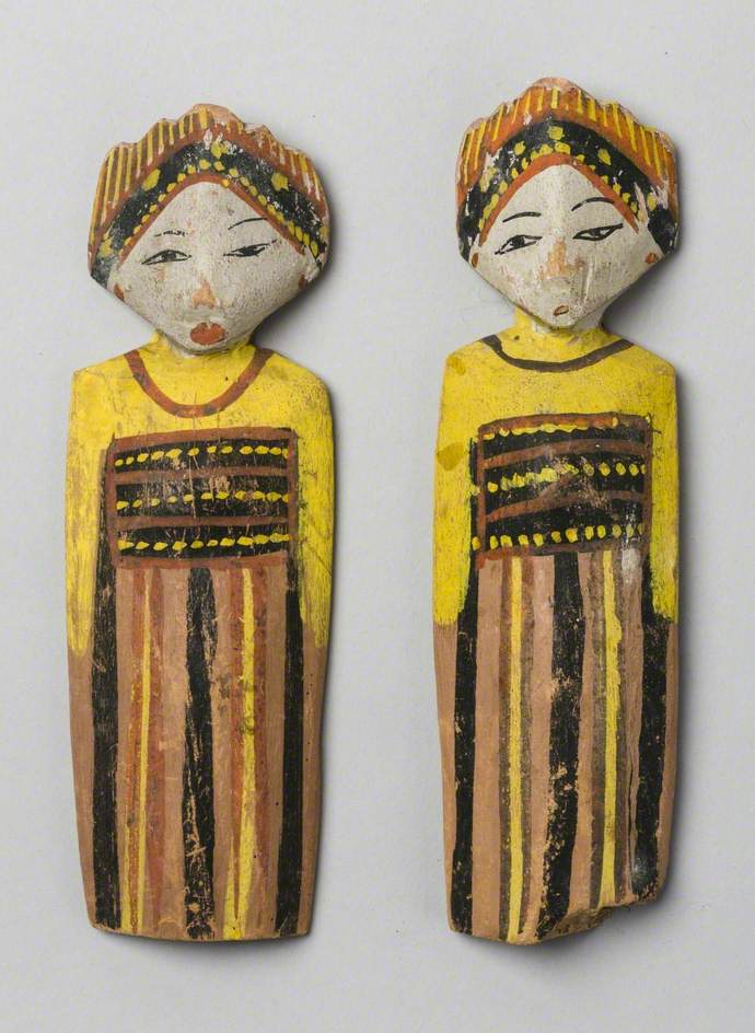 Pair of Painted Female Figures*