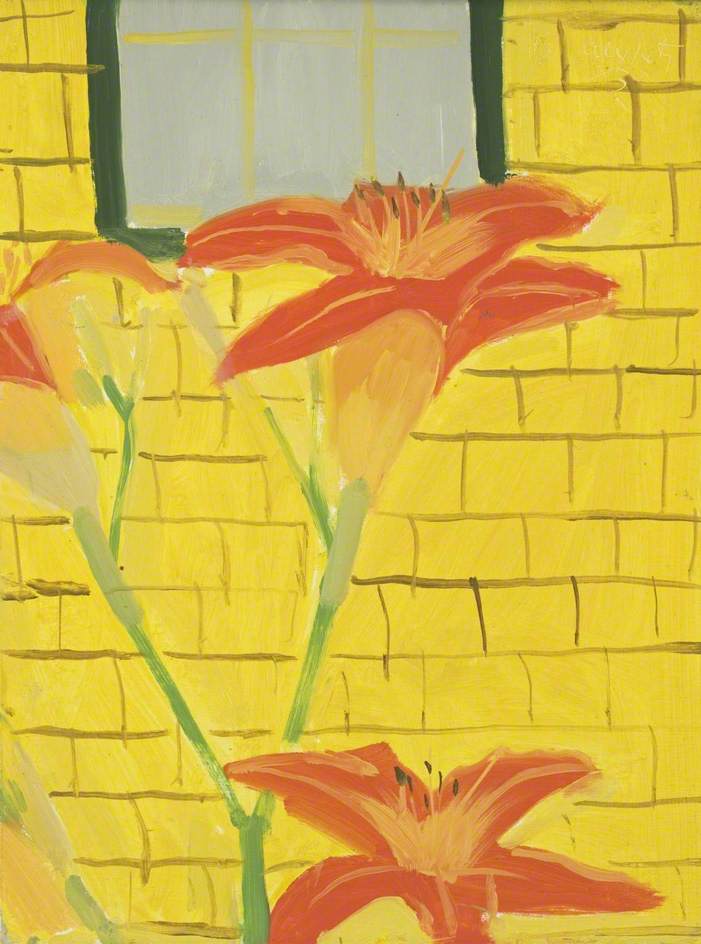 Lillies Against Yellow House