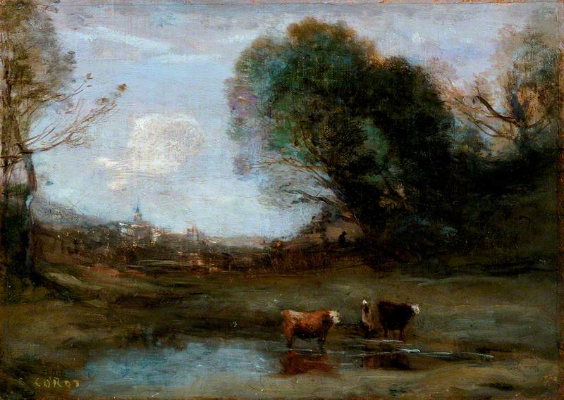 Morning: Landscape with Two Cows and a Figure
