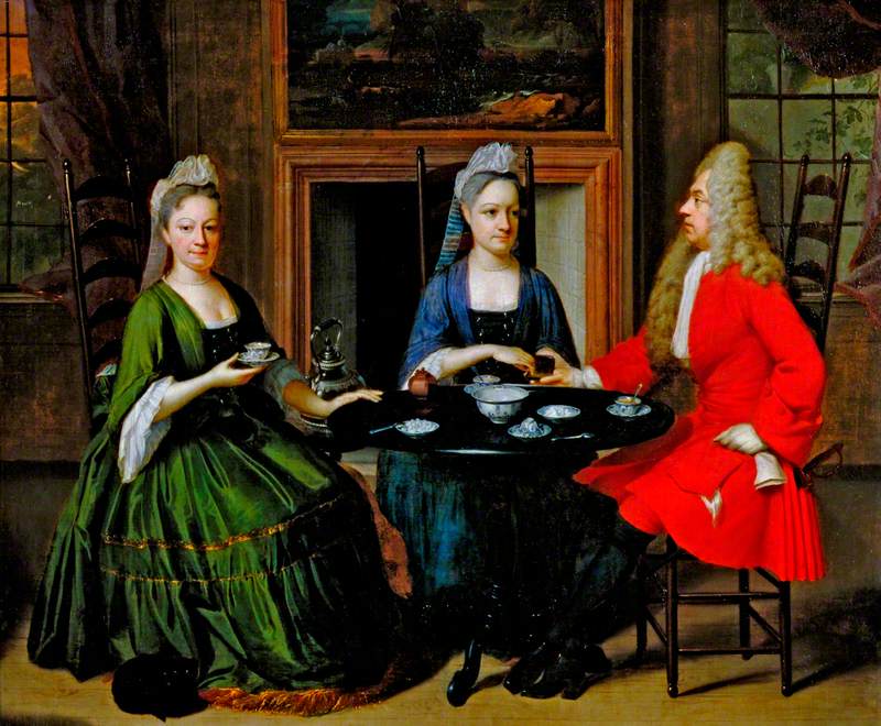 Two Ladies and an Officer Seated at Tea