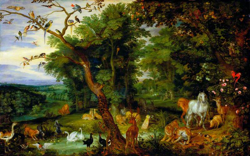 The Garden of Eden with the Temptation in the Background