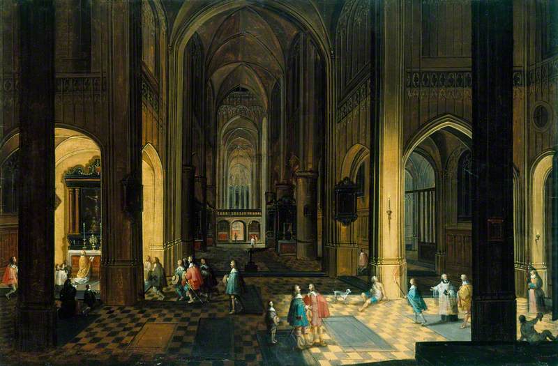 Interior of a Cathedral: Night Scene