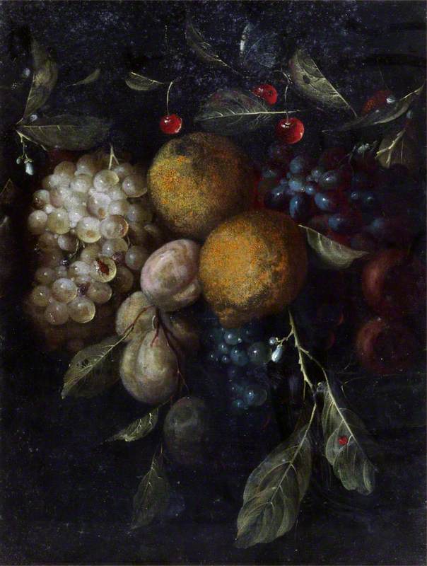 Fruit Piece with Lemons, Grapes, Plums and Cherries