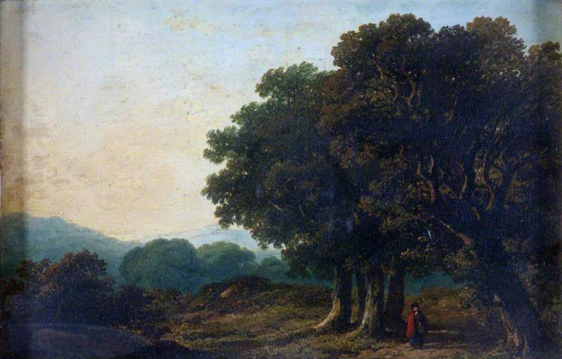 Landscape with Trees in the Foreground and Distant Hills
