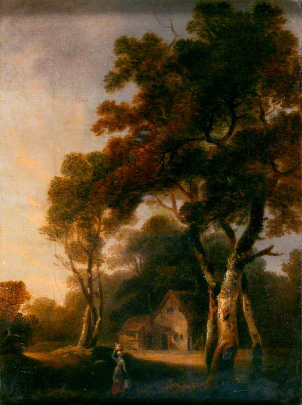 Landscape with a Cottage, and a Milkmaid in the Foreground
