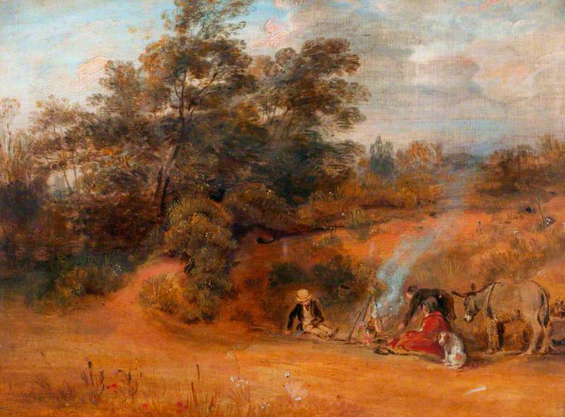 Landscape: Gypsies with Two Donkeys and a Dog