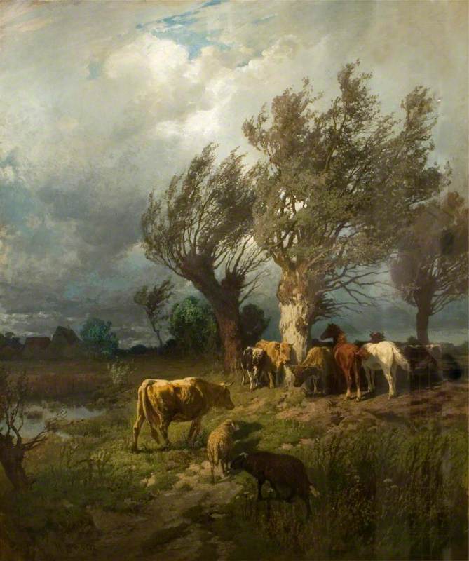 Horses and Cattle in a Storm