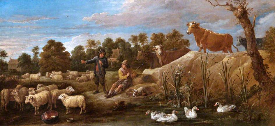 Landscape with Two Shepherds, Cattle and Ducks