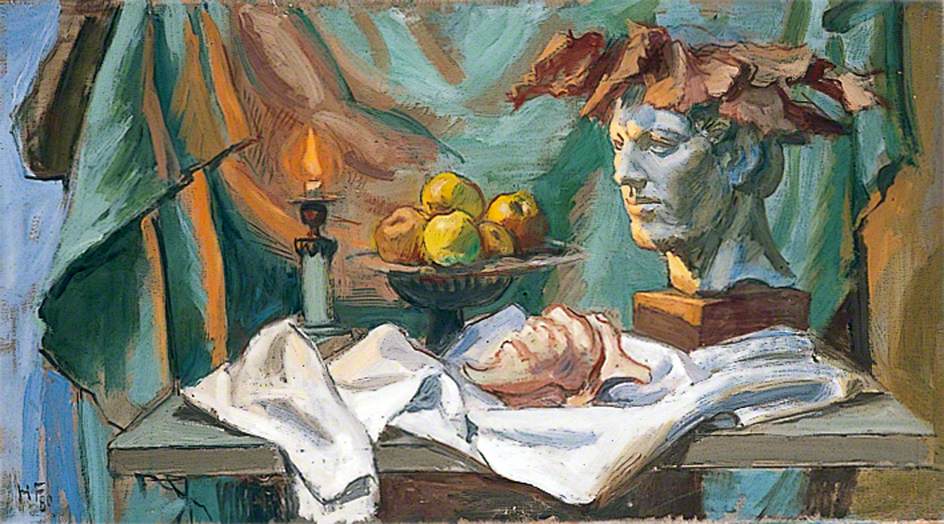 Still Life of a Head, a Wreath, a Shell, a Fruit and a Candle